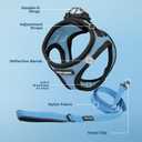 Best Pet Supplies Voyager Step-in Air All Weather Mesh Harness and Reflective Dog 5ft Leash Combo with Neoprene Handle, for Different Breed Puppies - Set (Baby Blue/Black Trim), X-Small