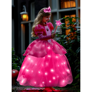 Light Up Girl Princess Dress Girls Costume Toddler Dress Up & Role Play Halloween Cosplay Birthday Party Gift 6-7