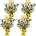 Tatuo 4 Pcs Metallic Foil Spray Centerpiece Happy 30th 40th 50th 60th Years Centerpiece Table Decorations for Black and Gold Birthday Anniversary Wedding Party Table Decor(50th Birthday)