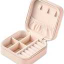 Portable Travel Mini Jewelry Box Leather Jewellery Ring Organizer Case Storage Gift Box Girls Women (pink).