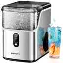 EUHOMY Nugget Ice Makers Countertop, Pebble Ice Maker Machine with 35lbs/24H Soft Ice, Self-Cleaning Sonic Ice Maker with Ice Scoop&Basket, Pellet Ice Maker for Home/Kitchen/Office(Stainless Steels) (35LBS/Day, Silver)