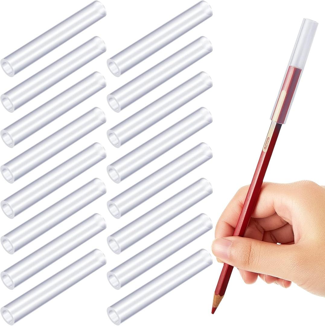 36 Pieces Chewable Clear Pencil Toppers for Sensory Kids Silicone Pencil Chew Tubes Sensory Oral Motor Chew Aid for Children and Adults with Anxiety, Autism, ADHD