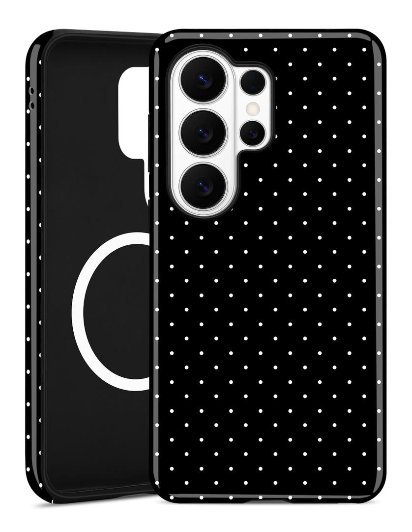 Aitipy Compatible with MagSafe Polka Dot Phone Case for Samsung Galaxy S23 Ultra, Cute Aesthetic Polka Dot Magnetic Soft TPU and Hard PC Protective Phone Cover for Women Girls - Black
