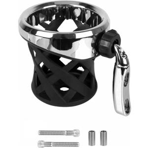 Motorcycle Cup Holder Drink Handlebar Cup Holder for Harley Dyna Sportster XL 883 1200 Softail Fat Boy Touring Road King Electra Street Tour Glide (Silver)