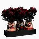 Honeydak 15 Pcs Halloween Table Centerpieces Mason Jar for Halloween Party Decor with Eyeball Fake Bouquet Black Dahlia Farmhouse Wood Tray 3 Mason Jars with Artificial Flowers and 2 LED Light