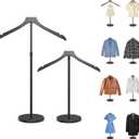 2 Pack Mannequin Torso, Adjustable Shirt Display Stand Height 20 to 34 Inches, Cap and Gown Display Stand Stable Clothing Garment Dress Form, Coat Jacket Hanger Easy to Install, Black