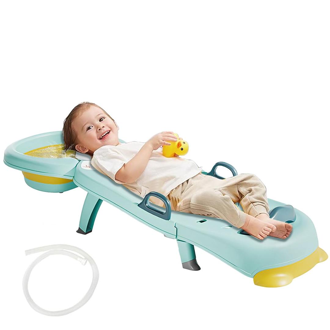 Hair Washing Station for Kids Children's Shower Seat Adjustable Children Shampoo Chair Bath Seat Household Foldable for 1 to 16 Years Old