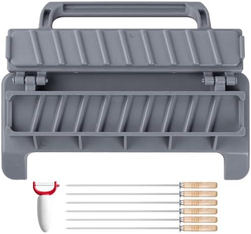 guogiyala Kebab Maker Press with Kebab: Manual Kabob Mould - Skewers Kebab, 8 pcs portable Barbecue Tool(Grey)