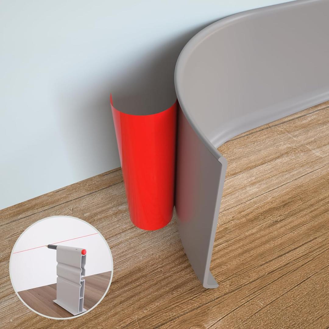 Flexible Baseboard Molding Trim, 6 Inch x 20 Feet Peel and Stick Vinyl Wall Base Cove Base, Self-Adhesive Rubber Wall Base Moulding Trim (S152, Gray)