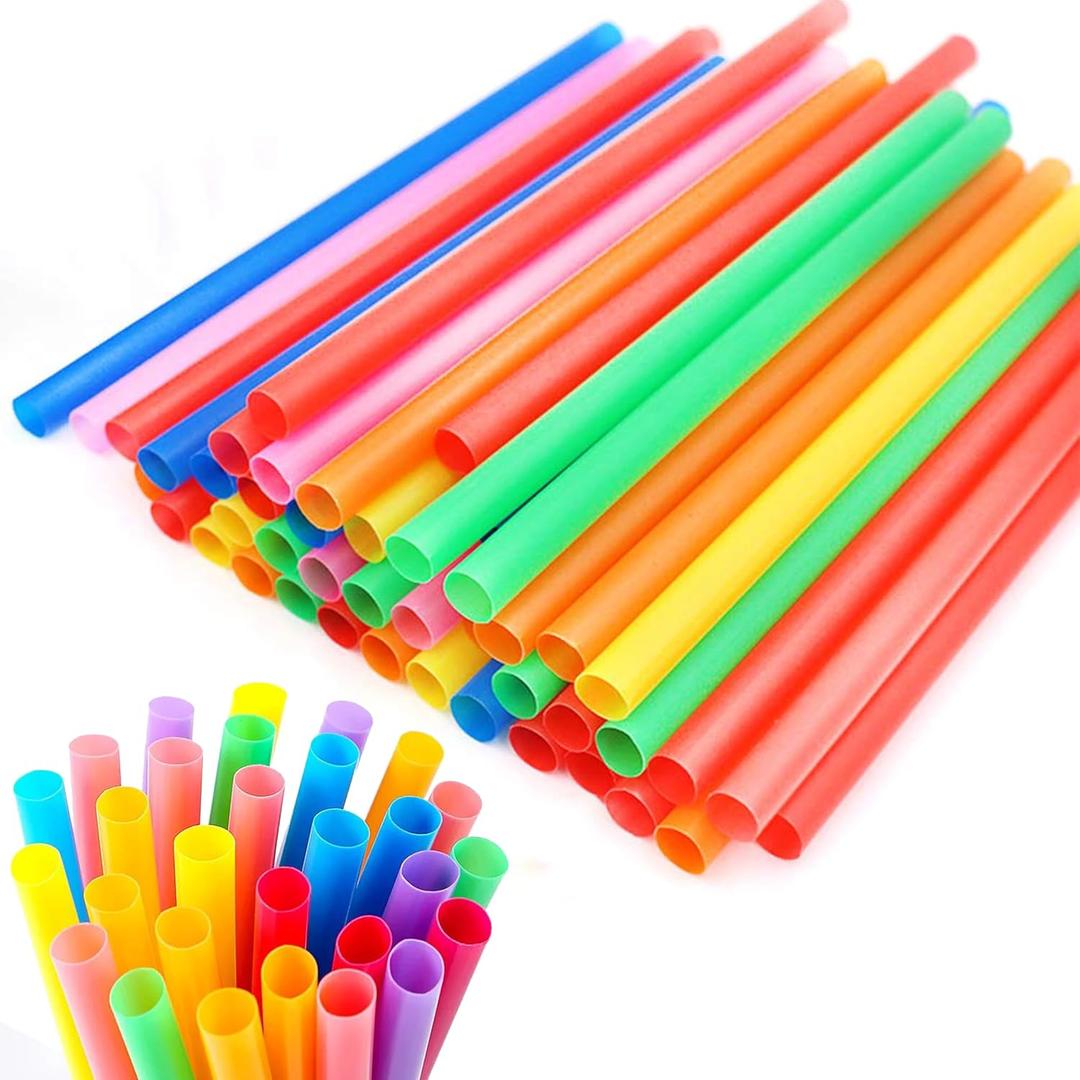 Concession Essentials Neon Jumbo 7.75 UN 500 Neon Jumbo Straws, 7.75" Unwrapped 500ct (Pack of 500), Multi Neon (CENeon7.75Unwrapped-500CT)
