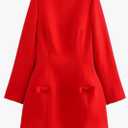 Women's French Style Slash Neck Bow Accent A Line Polyester Mini Dress with Back Zipper Medium