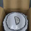 PLASTICPRO 128 Pack Elegant Disposable Plastic Plates Combo Set Bulk Pack Includes 64 Dinner Plates and 64 Salad Plates Heavy Duty Fancy Party Plates White with Black Contemporary Design