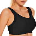 Wingslove Womens Sports Bras High Impact Adjustable Wireless Plus Size Sports Bra Full Figure Large Bust Workout Running Bra (36DD, Black)