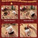 PieceRelax 3D Puzzle Jar 96 Plastic Pieces, Includes Dried Flowers - Phoenix Chan - Purrfect Christmas Party Use Includes Divider as a Pen or Utensil Holder with Wooden Lid [BB1052]