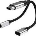 2 x USB C to 3.5mm Headphone and Charger Adapter, 2-in-1 USB C to Aux Jack Dongle Cable Cord with PD 60W Fast Charging for iPhone 16 Pro/15 Pro Max, iPad Pro, Galaxy S23/S22/S21/S20 Ultra, Pixel