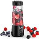 Mulli Portable Blender, USB Rechargeable Personal Mixer for Smoothie and Shakes, Mini Blender with Six Blades for Baby Food, Travel, Gym(Update) (Black)