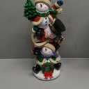 MOMENTS IN TIME Christmas Snowman Stack Statue Holiday Decor Hand-Painted 16.7”H Festive Winter Snowmen Figurine with Tree Candy Cane and Wreath Indoor Christmas Decoration