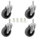 RILIDRI 3-Inch Swivel Stem Caster for Rubbermaid Mop Bucket Utility Cart, 7/16-Inch Stem Diameter Rubber Wheel Set of 4, Heavy Duty TPR Weber Grills Shop Vac Replacement Wheels
