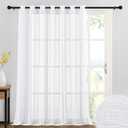 RYB HOME White Sheer Curtains for Living Room, Extra Wide Linen Textured Semi Transparent Privacy Room Divider Drape for Patio Sliding Glass Door, W 100 x L 95 inch, 1 Panel