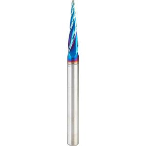 Amana Tool Carbide Up Cut Spiral CNC Router Bits for 2D/3D Carving, 46282-K, 5.4 Deg Tapered Angle Ball Tip 1/16 D x 1/32 R x 1 x 1/4 Shank 4 Flute