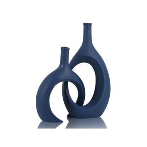 Blue Vase for Dining Table Centerpieces, Farmhouse and Home Decor, Office Partitions, Mantelpiece, Entrance Decoration