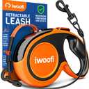 Retractable Dog Leash 18.2 ft  Chew Proof Cable Included  360 Tangle-Free Design  Heavy Duty Reflective Leash  Soft Anti-Slip Grip Outdoor Daily for Dogs 10-50 lbs (Orange)