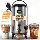 Electric Insulated Beverage Dispenser With Heating 75 Cup Hot & Cold Drink Water Urn with Spigot 12 L / 3.2 Gallon Stainless Steel Hot Coffee & Tea Drink Dispenser for Catering, Juice, Milk,Silver