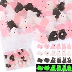 EVERMARKET 54 PCS Tiny Pigs for Crafts Luminous Mini Resin Pig Dollhouse Miniatures Mini Animals for Car Fairy Garden Micro Landscaping Plant Decoration (Pig)