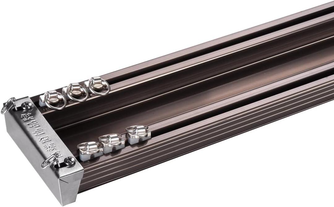 ZSHINE Heavy-Duty Curtain Conjoined Double Track rails Ceiling Mounting for Living Room Bedroom Room Divider (Champagne 6.6ft)