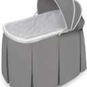 Badger Basket Cuddles Doll Bassinet with Canopy - Fits 18 to 20 Inch Dolls, Includes Storage Basket and Bedding - Pretend Play Nursery Bed for Kids - Gray
