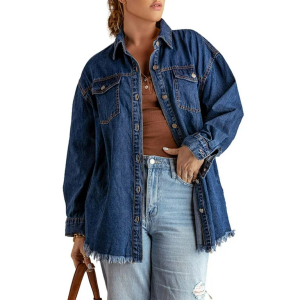 Jackets for Women Women's Denim Long Sleeve Button Down Jacket Pure Color Single Mid Length European & Style Womens Fall Fashion 2024, XL