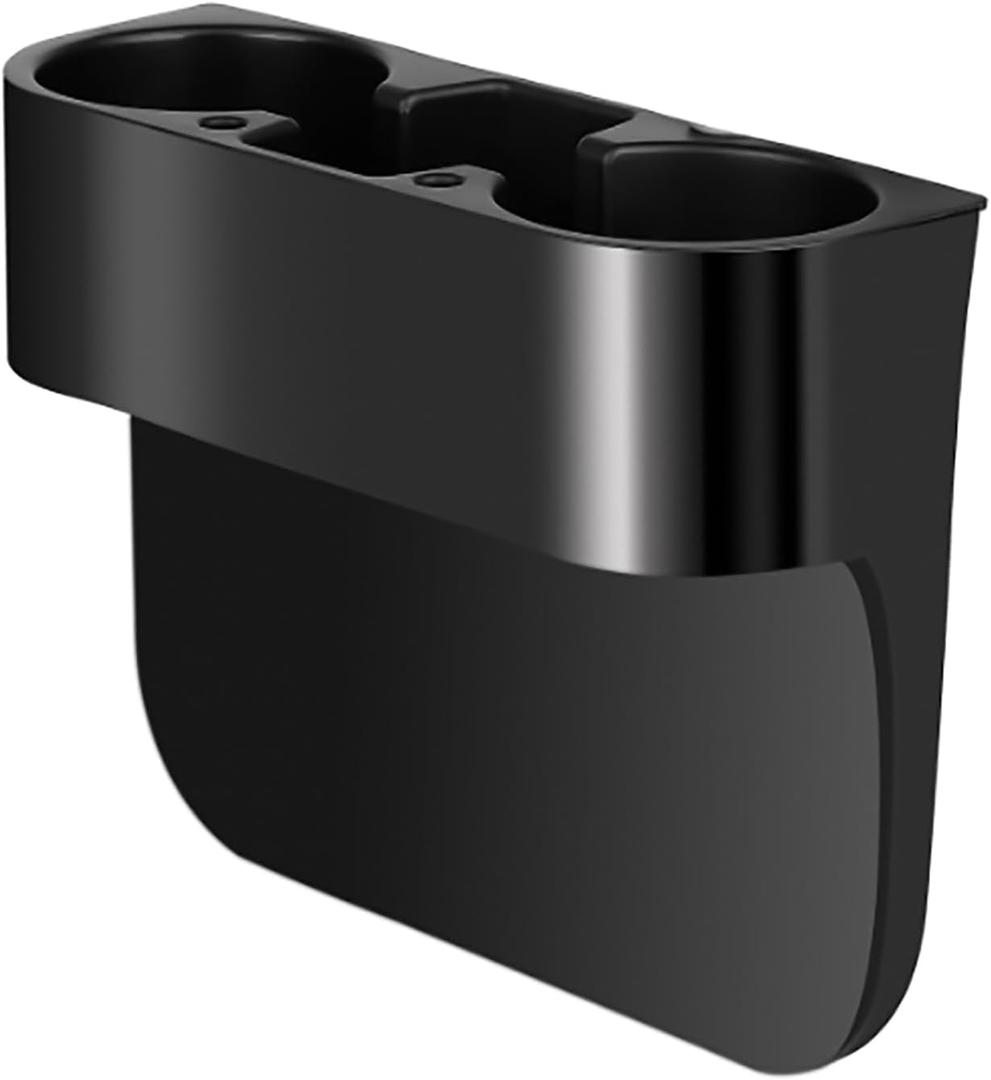 2PCS Seat Wedge Cup Holder for Car, Seat Gap Filler Cup Organizer Storage Box with Coaster(Black)