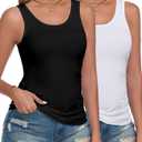 wirarpa Women's Tank Tops Micro Modal Summer Women's Camis Undershirts 2 Pack (Large, Black/White)