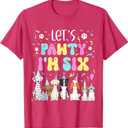 Kids Lets Pawty I'm Six Pet Puppy Dog Theme Birthday Party T-Shirt, Small