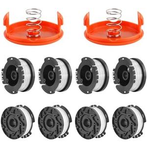 VIABRICO 10 Pack AF-100 Replacement Spool Line for Black+Decker - 0.065" Weed Eater String Trimmer Line Spool, 30ft Autofeed Weed Wacker Spool Refill for Black+Decker(8 Spool,2 Cap,2 Spring)