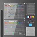 Hivillexun 3-Pack Acrylic Magnetic Dry Erase Calendar Whiteboard Set  Organize Your Refrigerator, Wall, or Fridge with Monthly, Weekly, and Daily Planners, Includes 8 Markers, Large Eraser, and Cloth