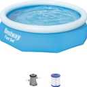 Bestway 57269E Fast Set Up 10ft x 30in Outdoor Round Inflatable Above Ground Swimming Pool Set with 330 GPH Filter Pump, Blue