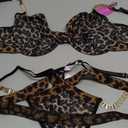 Avidlove Sexy Lingerie Set Mesh See Through Underwire Bra Panty Set Leopard Splice Push Up Lingerie with Chain (XX-Large)