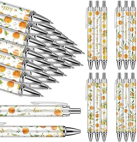 Chuangdi 21Pcs Baby Shower Ballpoint Pens Favors Bulk Orange Cutie Retractable Ballpoint Pen Black Ink with Gifts for Guests School Supply
