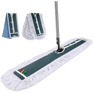Commercial Mop,Masthome 42" Heavy Duty Dust Mop with Stainless Steel Handle,Large Industrial Mops for Floor Cleaning with 1 Cotton & 1 Microfiber Pad,Wet & Dry Large Mops for Home,Garage,School,Mall