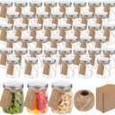Nitial 50 Pack 5 oz Plastic Jars with Lids Bulk Yogurt Containers with Lids Gift Jars with DIY Craft Twine and Labels Gifts for Birthday Wedding Halloween Christmas Party Favor(Silver,Aluminum Lid)