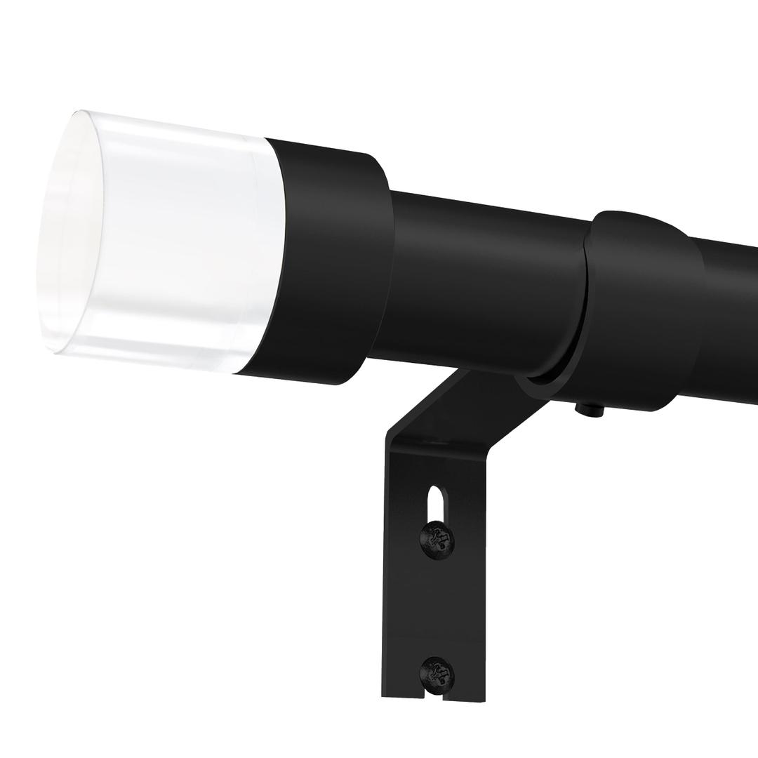 Black Curtain Rods for Windows: 1 Inch Diameter Heavy Duty Adjustable Curtain Rod 48" to 86", Decorative Window Curtain Rods with Modern Acrylic End Cap Finials,Window Drapery Rod for Bedroom