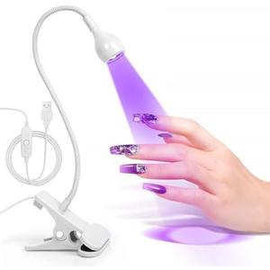 AORAEM LED Nail Lamps 3W Flexible Gooseneck Lamp Quicky Dry Nail Manicure Dryer Gel Polish Curing Light Plug Play Portable Flash Cure Light for Gel Nails Home DIY Professional Nail Tools White