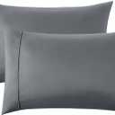 Bedsure Queen Pillow Cases Set of 2 - Dark Grey Polyester Microfiber Pillowcase 2 Pack, Super Soft and Cozy Cooling Pillow Case Covers with Envelop Closure, 20x30