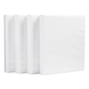 Amazon Basics 3-Ring Binder with Round Rings and Interior Pockets, 1-Inch, White, 4-Pack