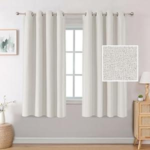 H.VERSAILTEX Linen Blackout Curtains 63 Inches Long for Bedroom/ Living Room Thermal Insulated Grommet Curtain Drapes Primitive Textured Linen Burlap Effect Window Draperies 2 Panels - Natural