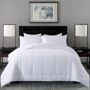 DOWNCOOL Queen Comforter Set -All Season Bedding Comforters Sets with 2 Pillow Cases-3 Pieces Bedding Sets Queen -Down Alternative White Queen Size Comforter Sets(88"x92")