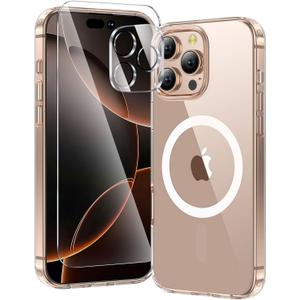 3 in 1 for iPhone 16 Pro Max Case Clear with MagSafe, Not Yellowing, Screen Protector*1 Camera Lens Protector*1, Military-Grade Protection for iPhone 16 Pro Max Phone Case 6.9 inch Clear