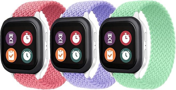 3 Packs Nylon Braided Band Compatible with Gizmo Watch 3/2/1,SyncUP Kids Watch,20mm Kids Breathable Solo Loop Stretchy Strap for Boys and Girls