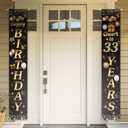 Happy Birthday Cheers to 33 Years Black Gold Yard Sign Door Banner 33rd Birthday Decorations Party Supplies